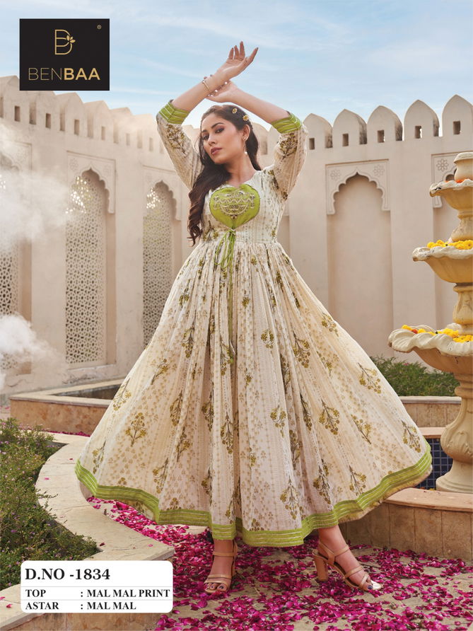 Blossoming Benbaa Designe Size Set Wholesale Anarkali Kurtis Catalog